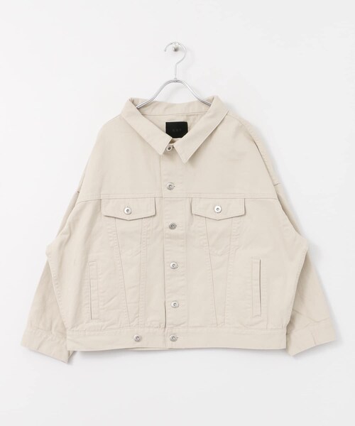 KBF(ケイビーエフ)の「オーバーサイズコットンジャケット(デニムジャケット・レディース・BEIGE/GREIGE/BLUE・one)」の5枚目の写真