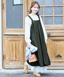 nissen | ＜大きいサイズ＞綿100％デニムサロペットジャンバースカート(ワンピース)