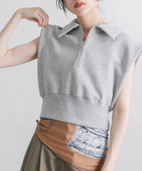 KBF（ケイビーエフ）の「ショルダータックZIPスウェット（スウェット・レディース・NAVY/TOP GRAY/BROWN・one）」の6枚目の写真