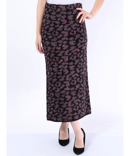 レオパードジャガードニットスカート