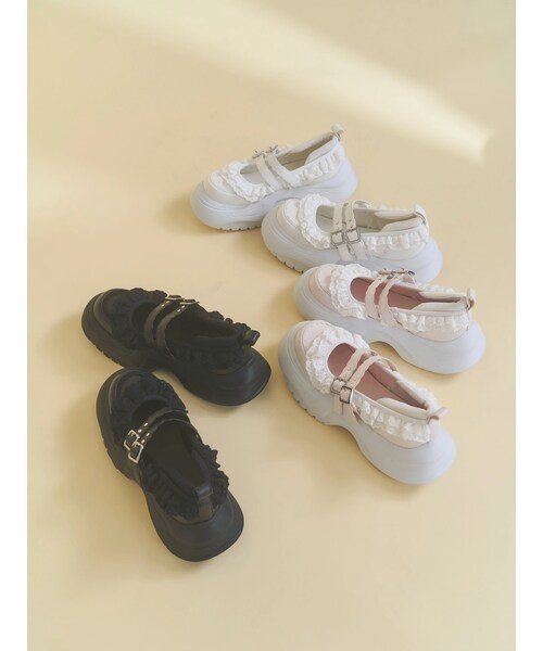 merry jenny（メリージェニー）の「frill mary jane metal sneakers（スニーカー・レディース・オフホワイト/アイボリー/ブラック/ピンク・S/M/L）」の22枚目の写真