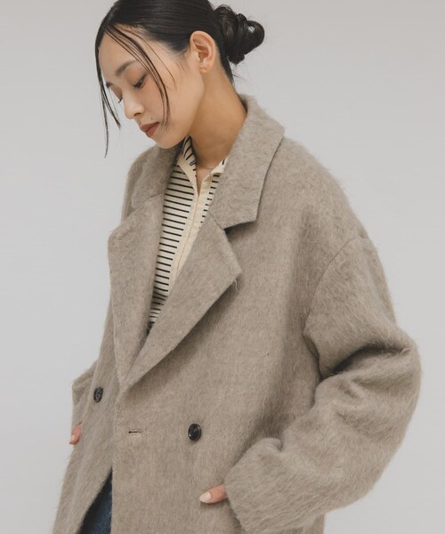 KBF（ケイビーエフ）の「シャギーテーラードジャケット（テーラードジャケット・レディース・CHARCOAL/BLUE MIX/MOCHA・One）」の19枚目の写真