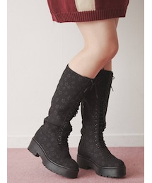 merry jenny | おはなジャガードレースアップブーツ(ブーツ)