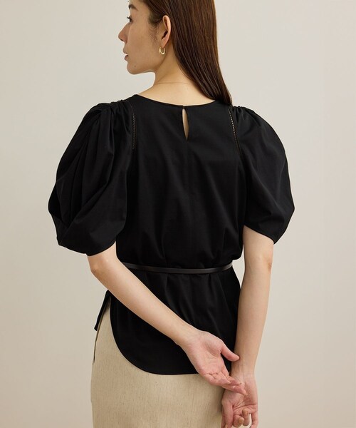 ROPE'(ロペ)の「【洗える】クリア天竺ボリュームスリーブプルオーバー【お仕事・通勤対応】(Tシャツ/カットソー・レディース・ブラック/ホワイト/カーキ/ブルー・F)」の6枚目の写真