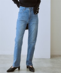 nissen | ハイウエストストレートブラスト加工デニムパンツ(デニムパンツ)