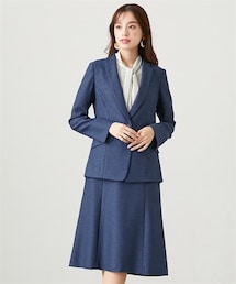 7days Life Styling | 【レディーススーツ】ストレッチテーラードジャケットスカートスーツ（ジャケット＋セミフレアスカート）（多機能リネンライクシリーズ）(スーツセット)