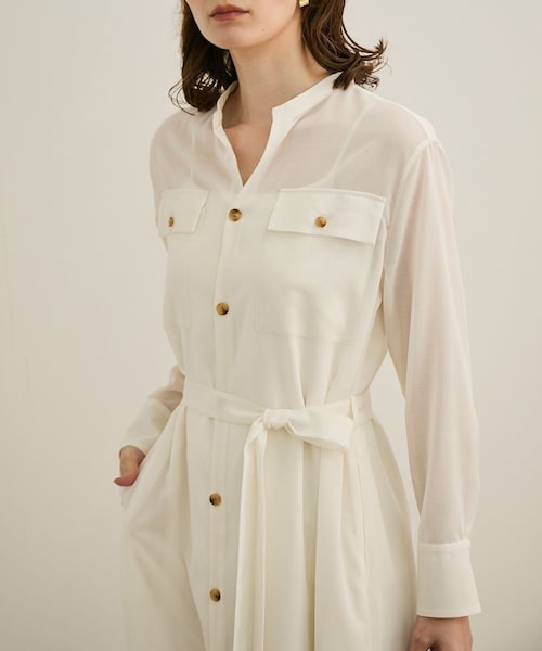 ROPE'（ロペ）の「【洗える】サファリシャツドレス（シャツワンピース・レディース・オフホワイト/ブラウン・36/38）」の10枚目の写真