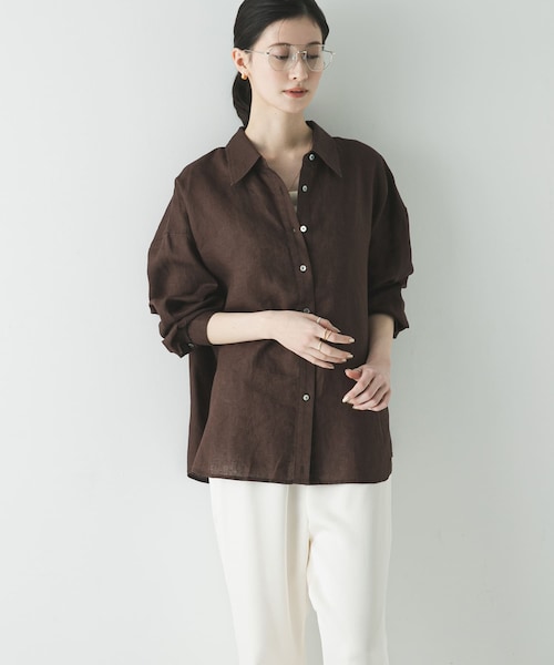 URBAN RESEARCH（アーバンリサーチ）の「リネン2WAYシャツ（シャツ/ブラウス・レディース・PINKSTRIPE/BROWN/BEIGE/BLUESTRIPE/WHITE/BEG STRIPE・Free）」の19枚目の写真