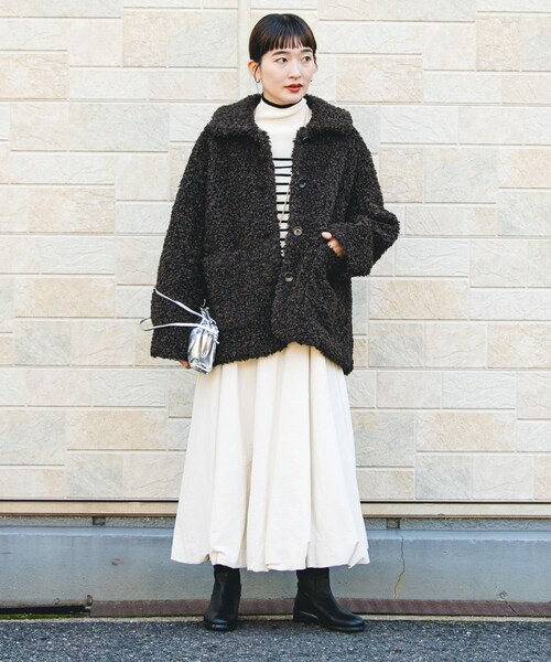 URBAN RESEARCH（アーバンリサーチ）の「ECOPELカーリーファーコート（テーラードジャケット・レディース・IVORY/D.BROWN・FREE）」の19枚目の写真