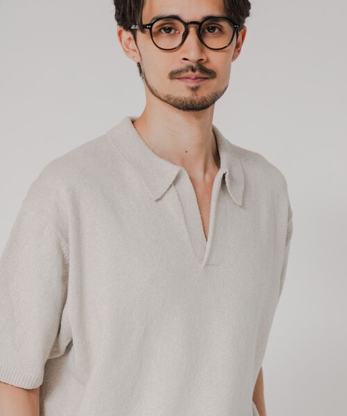 URBAN RESEARCH（アーバンリサーチ）の「SILK NOIL SKIPPER POLO（ポロシャツ・メンズ・NATURAL/BLACK・M/L）」の11枚目の写真