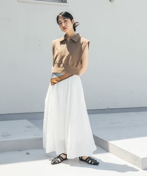 KBF（ケイビーエフ）の「ショルダータックZIPスウェット（スウェット・レディース・NAVY/TOP GRAY/BROWN・one）」の2枚目の写真