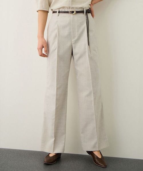 ROPE'(ロペ)の「リネンライクセミフレアパンツ/セットアップ対応・イージーケア(その他パンツ・レディース・ベージュ/ダークブラウン・34/36/38/40)」の22枚目の写真