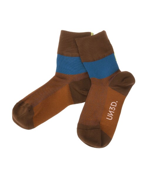 UN3D.(アンスリード)の「BACK LINE COLOR BLOCK SOCKS(ソックス/靴下・レディース・イエロー/グリーン/ブラウン・F)」の4枚目の写真
