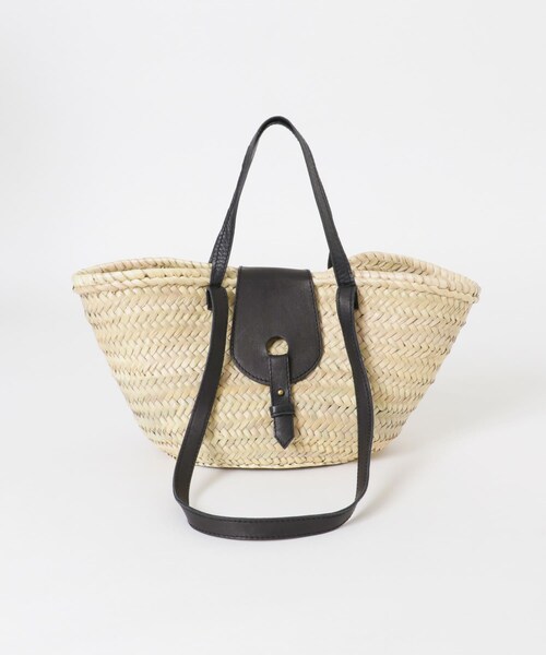 URBAN RESEARCH（アーバンリサーチ）の「『別注』KECH Le ESSENTIELS×UR　RAFFIALEATHER2WAYBAG（かごバッグ・レディース・Black/Brown・-）」の9枚目の写真