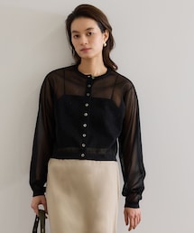 【洗える】LEVITAクルーネックシアーカーディガン