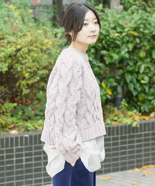 EKAL（エカル）の「ケーブルモールニットプルオーバー（ニット/セーター・レディース・L.ブルー/L.グレー/ブラック・One）」の19枚目の写真