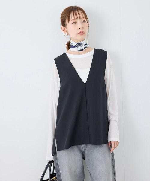 ROPE' PICNIC(ロペピクニック)の「【花粉ガード】クリアツイルジレベスト/セレモニー・通勤対応・セットアップ対応(ベスト・レディース・チャコール/ライトグレー/キャメル系/ネイビー・38)」の22枚目の写真