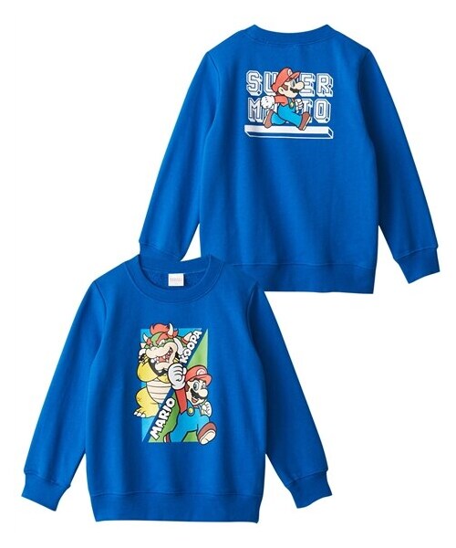 nissen（ニッセン）の「【スーパーマリオ】プリントスウェットトレーナー（男の子・女の子）（スウェット・キッズ・チャコール/ブルー/イエロー・100/110/120/130）」の2枚目の写真