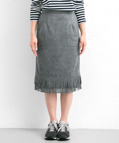 フェイクスエードフリンジスカート∴