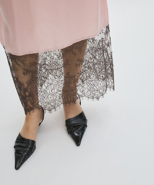 ADAM ET ROPE'（アダムエロペ）の「【EMOELLE】キュプラレースイージースカート（スカート・レディース・ダークブラウン/ピンク・F）」の6枚目の写真