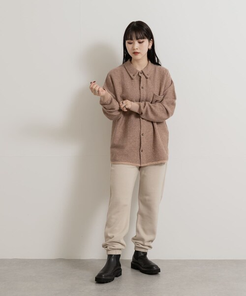 THE GOODLAND MARKET（ザグッドランドマーケット）の「FFM　TWEEDLIKE SHIRTS（カーディガン/ボレロ・レディース・Black/Beige・1/2）」の14枚目の写真