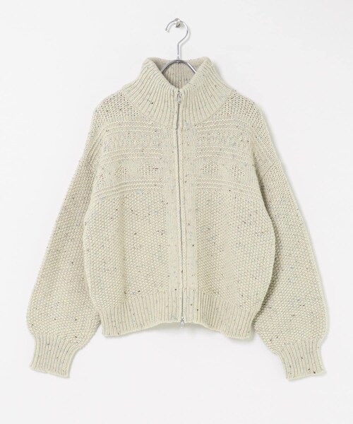 URBAN RESEARCH Sonny Label（アーバンリサーチサニーレーベル）の「ウールネップジップニットブルゾン（ブルゾン・レディース・アイボリー/グレー・Free）」の4枚目の写真