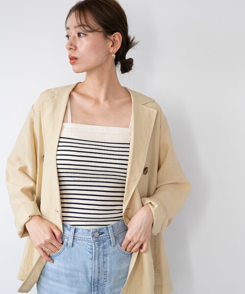 URBAN RESEARCH Sonny Label（アーバンリサーチサニーレーベル）の「カップ付きマルチウェイニットキャミソール（キャミソール・レディース・OFFボーダー/オフ/NAVYボーダー・FREE）」の9枚目の写真