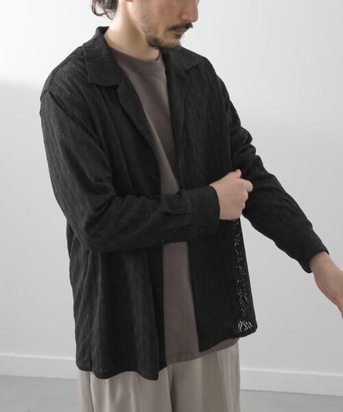 ITEMS URBANRESEARCH(アイテムズ アーバンリサーチ)の「ジオメレースオープンカラーシャツ(シャツ/ブラウス・メンズ・OLV/BRN/BLK・M/L)」の4枚目の写真