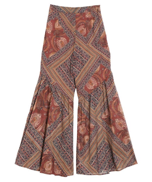 Modernインディアンパターンフレアーパンツ