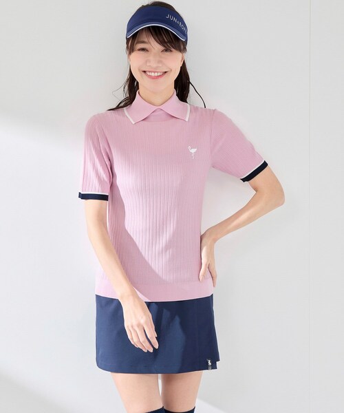 ROPE'（ロペ）の「針抜きリブ衿使い5分袖ラインニット（ニット/セーター・レディース・ホワイト/ライトグリーン/ネイビー/サックス/ピンク・L/M/S）」の20枚目の写真