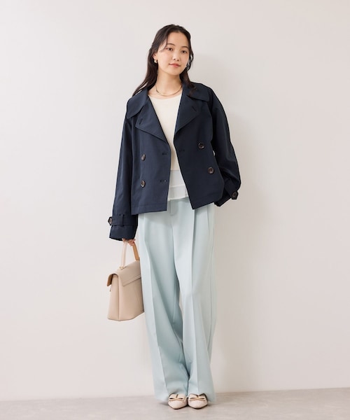 VIS（ビス）の「ショートトレンチコート/UVケア・撥水・花粉ガード（トレンチコート・レディース・ベージュ系/ネイビー・F）」の20枚目の写真