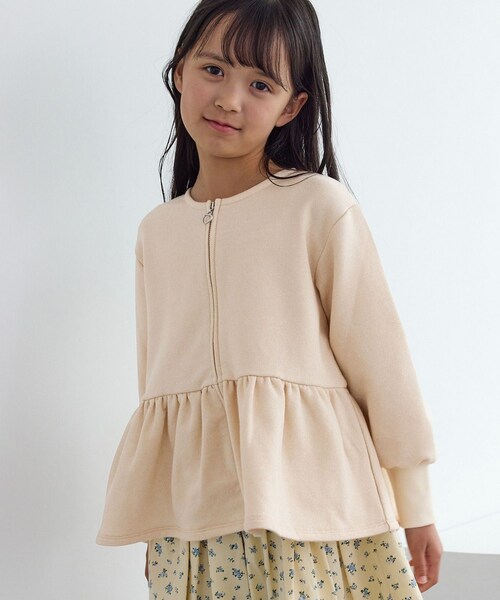 ROPE' PICNIC(ロペピクニック)の「【KIDS/キッズ】ラメ裏毛ペプラムジップカーディガン(カーディガン/ボレロ・キッズ・ブラック/ベージュ/ピンク・L/M/S)」の5枚目の写真