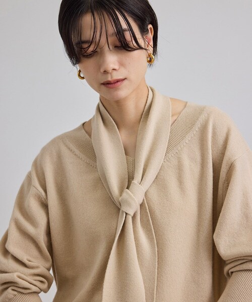 ADAM ET ROPE'（アダムエロペ）の「WOOL/CASH ウールカシミヤストール（ストール/ショール・レディース・ベージュ・F）」の7枚目の写真