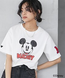 Disney | 大きいサイズ/ディズニーミッキー/フェイスプリントTシャツ(Tシャツ/カットソー)