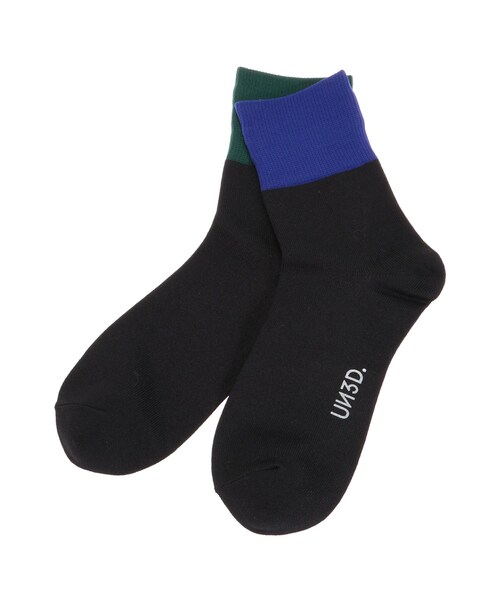 UN3D.(アンスリード)の「BI COLOR SOCKS(ソックス/靴下・レディース・ターコイズ/ミックス/ブラック/ボルドー・F)」の1枚目の写真