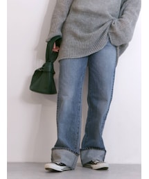 Ungrid | ハイウエストロールアップストレートデニム(デニムパンツ)