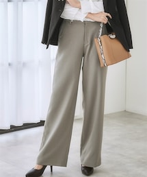 7days Life Styling | 【レディーススーツ】セットアップ対応洗えるウール調ストレッチセミワイドパンツ（上下別売）(スーツパンツ)