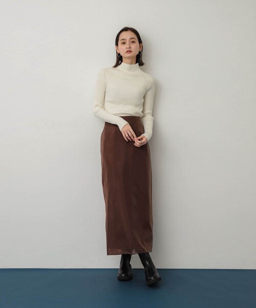 SENSE OF PLACE by URBAN RESEARCH（センスオブプレイスバイアーバンリサーチ）の「ストレッチリブハイネックセーター（ニット/セーター・レディース・RED/WHT×BLK/IVORY/BLACK/BEIGE/NAVY/ORANGE/BLUE/GREEN/PURPLE/CHARCOAL・One/COMPACT）」の16枚目の写真