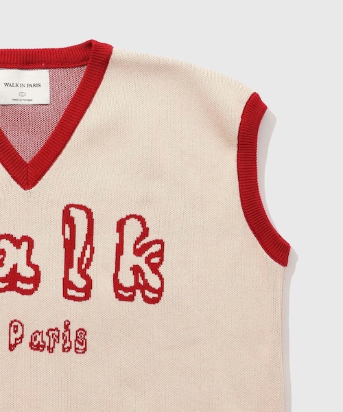 ADAM ET ROPE'（アダムエロペ）の「【WALK IN PARIS/ウォーク イン パリス】Sleeveless red knit sweater（ベスト・メンズ・ホワイト系・L/M）」の5枚目の写真