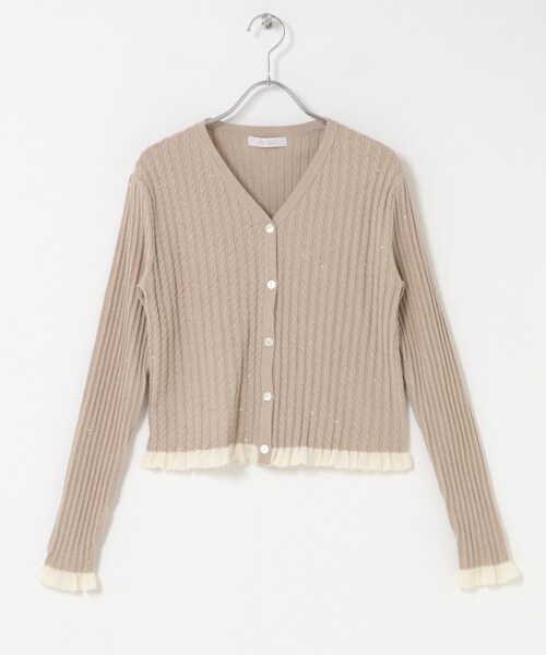 URBAN RESEARCH ROSSO（アーバンリサーチロッソ）の「F by ROSSO　スパンコールフリルリブカーディガン（カーディガン/ボレロ・レディース・BEIGE/GRAY/NAVY・Free）」の19枚目の写真