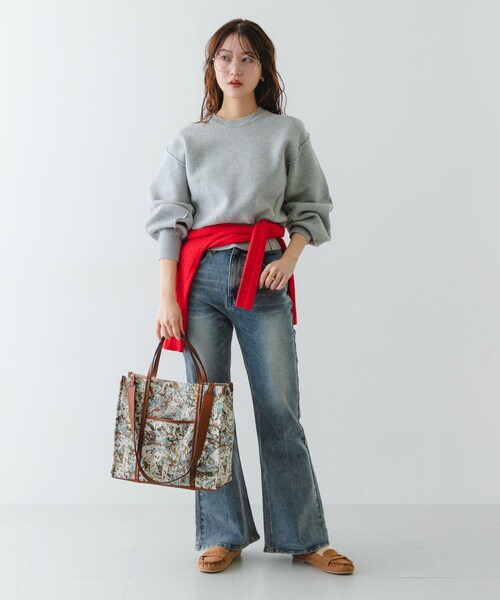 RODE SKO（ロデスコ）の「ファブリックスクエアトートバッグ（トートバッグ・レディース・IVORY/GRAY・One）」の10枚目の写真