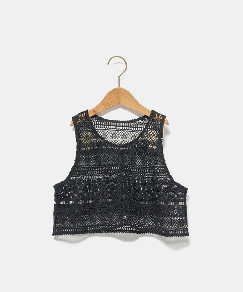ROPE' PICNIC（ロペピクニック）の「【KIDS/キッズ】フロントボタンレースジレベスト/リンクコーデ（ベスト・キッズ・ブラック/ホワイト・L/M/S）」の16枚目の写真