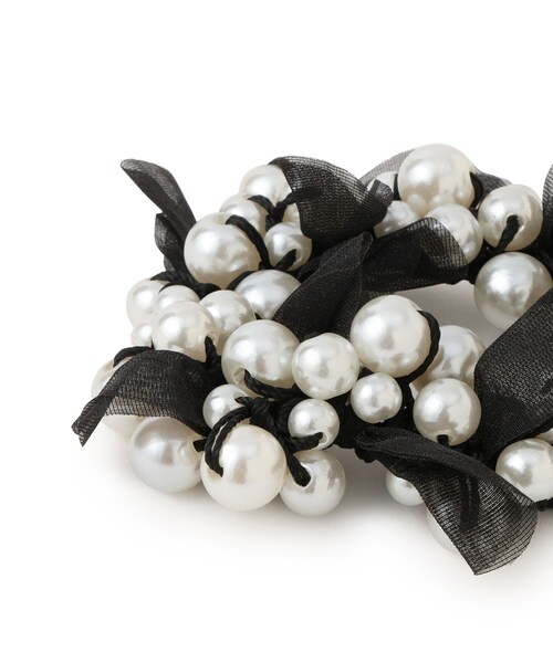 VIS（ビス）の「パールリボンヘアゴム（ヘアゴム・レディース・ブラック/キナリ系・F）」の12枚目の写真