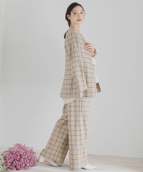 SENSE OF PLACE by URBAN RESEARCH（センスオブプレイスバイアーバンリサーチ）の「チェックノーカラージャケット（ノーカラージャケット・レディース・MOCHA/GREIGE・FREE）」の14枚目の写真