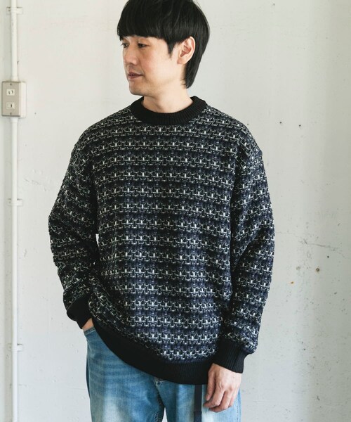 URBAN RESEARCH DOORS（アーバンリサーチドアーズ）の「ツイードライク ボーダーニット（ニット/セーター・メンズ・GRAY/BLACK/BROWN・M/L）」の7枚目の写真