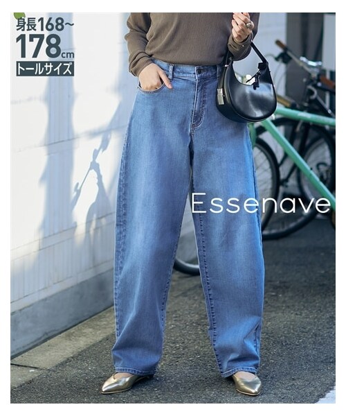 nissen（ニッセン）の「高身長　カーブデニムパンツ　丈長め・トールサイズ　Essenave（パンツ・レディース・ウオッシュドブルー/ネイビー/黒系/オフホワイト・64TT/67TT/70TT/73TT/76TT/80TT/84TT/88TT/96TT/104TT）」の16枚目の写真