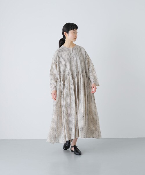 かぐれ（カグレ）の「maison de soil　BLOCK PRINT SHIRTS DRESS（ワンピース・レディース・LT BEIGE・2）」の7枚目の写真