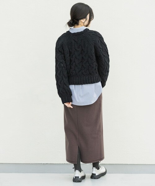 EKAL（エカル）の「ケーブルモールニットプルオーバー（ニット/セーター・レディース・L.ブルー/L.グレー/ブラック・One）」の13枚目の写真
