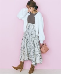 marun | 大きいサイズ花柄フロッキーフレアスカートmarun(スカート)