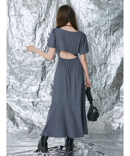 EVRIS（エヴリス）の「バックオープンロングワンピース（ワンピース・レディース・ホワイト/グレー/ブラック/ピンク・F）」の10枚目の写真